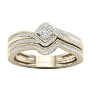 Ywbawe Ladies Shiny Full Diamond Gold Moissanite Wedding Bridal Ring Elegant Engagement Jewelry, Bridal Ring Set, Timeless Wedding Gift for Her